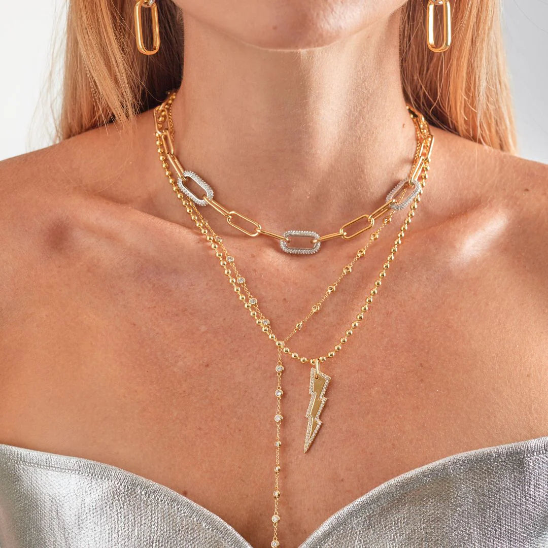 Bezel Diamond CZ Lariat Necklace