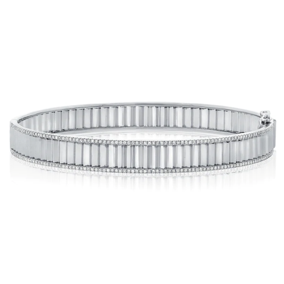 Slim Fluted Pave Outline Bangle – G&S